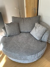 Fabulous M And S Love Circular Rotating Chair In Grey Velour