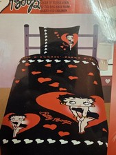 Single Bed Duvet Cover Set Betty Boop Just Kissin Bedding Hearts Black White Red