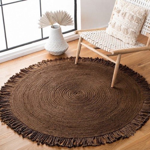 Round area rug natural - round, jute