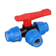 PE Pipe, 3-Way ,Ball Valve Black+Blue Outer Diameter 20mm 25mm 32mm 40mm 50mm