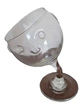 Vintage Retro Novelty Bend Stem Funny Wonky Man Face Head Curved Glass 1980s