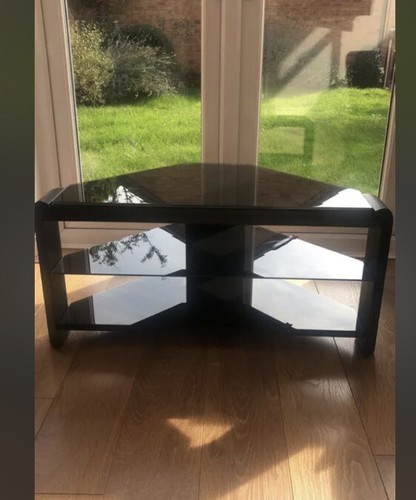 Black glass stand used - glass, tv