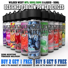 50ML E Liquid | 50vg/50pg |Premium 0mg | Wilder West | Vape Juice | MTL E-Liquid