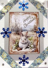 Happy Christmas Hand Crafted 3D Decoupage Christmas Card - Happy Christmas 2721