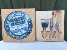 A.J Crowther & Sons Red Windsor Cheese Knives Set & Board, Brand New