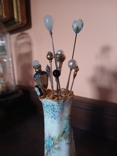 Antique ceramic hatpin holder - antique,