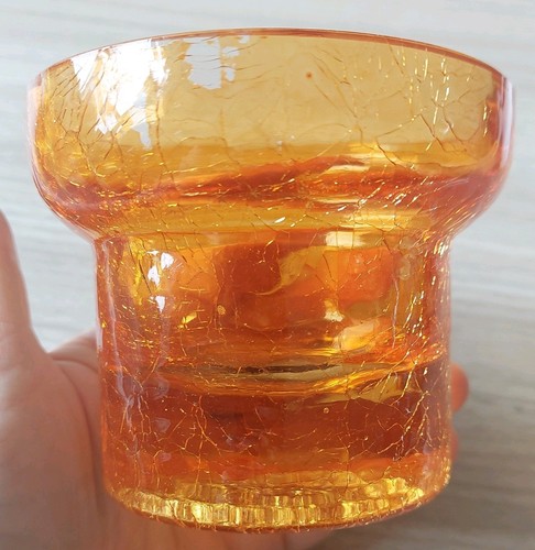 Orange crackle glass candle - crackle,