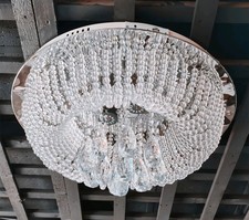 Flush Ceiling Light Chandelier Remote CTRL 3 Colours Genuine Crystal 50cm