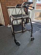 Mobility trolley walker rollator indoor walking aid frame with brakes and trays