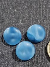 Set Of 3 Blue Glass Buttons