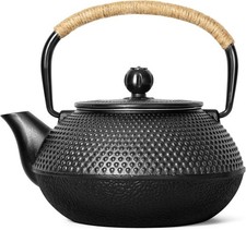 VonShef Cast Iron Teapot – 800ml Japanese Tetsubin with Mesh Infuser – Black