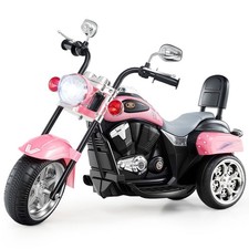 COSTWAY Kids Motorcycle 6V Battery Powered 3-Wheel Electric Motorcycle-Pink