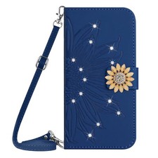For Various Phone Crossbody Diamond Sunflower Flip Card Wallet Case Cover Holder