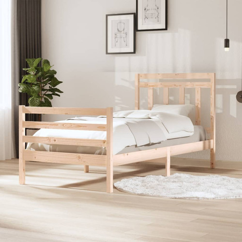 Bed frame brown solid pine - bed,