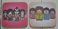 2 x Weenicons drinks coaster Beatles & Kiss in excellent unused condition