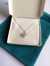 Genuine 925 Sterling Silver 3D Origami Diamond Pendant Charm Necklace Jewellery