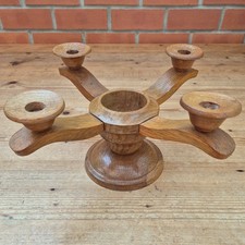 Vintage Oak Wooden Candelabra