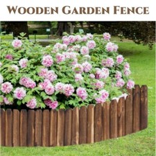 Wood Log Picket Grass Edging Fence Garden Flower Bed Border Decor Anti-Corrosion