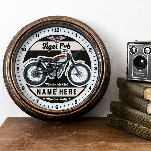 Personalised motorcycle clock - personalised,