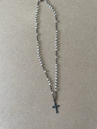 Antique catholic rosary white - antique,