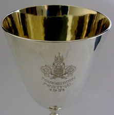 PLANNISHED TEWKESBURY STERLING SILVER WINE GOBLET CHALICE 1971 BARWARE 146g