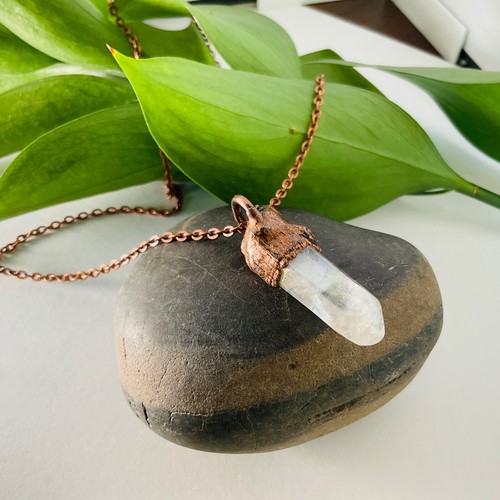 Necklace copper pendant - necklace, quartz