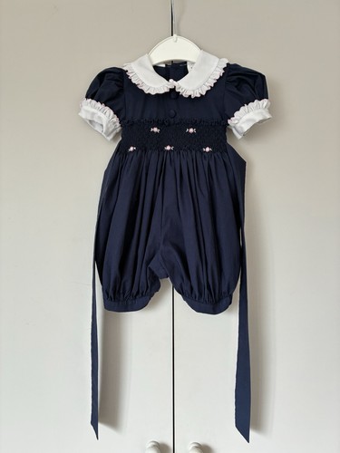 Vintage navy smocked romper - navy,