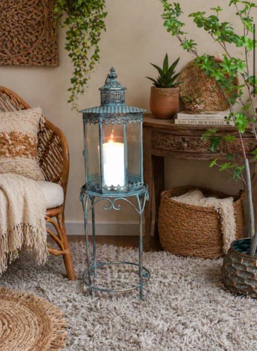 Rustic style lantern metal - lantern,