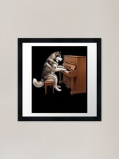 Alaskan Malamute Playing Piano