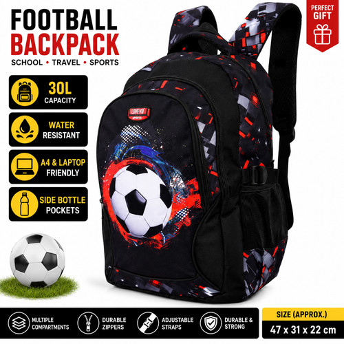 Football backpack school bag - football,