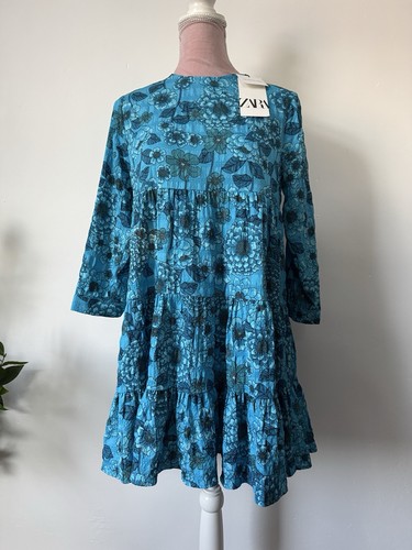 Zara new blue floral tiered - new,