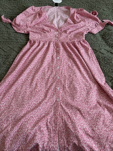 Midi dress pink white - midi,