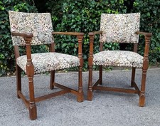 PAIR OF SOLID OAK HEALS CARVER CHAIRS