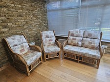 Fabulous Cane 3-Piece Conservatory Furniture Set In Excellent Condition