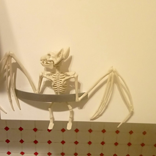 White plastic skeleton bat - white,