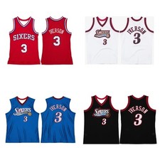 Men's Vest Philadelphia 76ers #3 Iverson Basketball Jerseys Stitched Retro 97 98