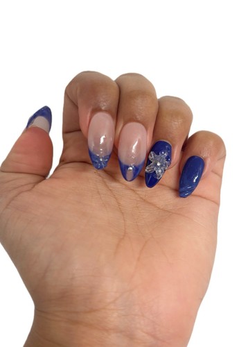 Blue french tip with - french,