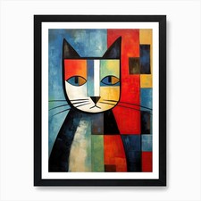 Minimalist Meow: Cubist Sad