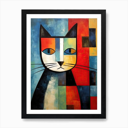 Minimalist meow cubist sad - meow:,