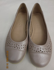 Hotter Leather Metallic Pearlised “Precious” Punched Ballet Shoes Size 3 EXF