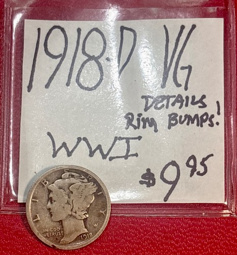1918 mercury dime very - dime, (vg)
