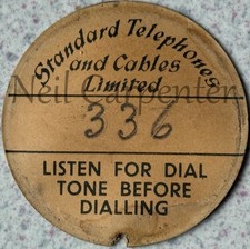 Genuine STC not GPO telephone dial label 336  BB