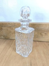 Vintage ROYAL BRIERLEY Crystal Square Cut Glass Whiskey Decanter - 28cms - Heavy