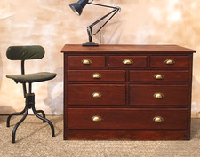 Vintage Industrial Pine Workshop / Shop Fitting  Chest Of Drawers