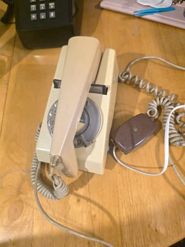 Cream beige rotary dial corded - cream/beige,