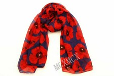 Red Poppy Print Floral Scarf Wrap Sarong Long Soft Warm UK 