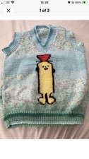 vintage 1980’s mr men mr Skinny Knitted tank top jumper age 3 RARE Hand-knitted
