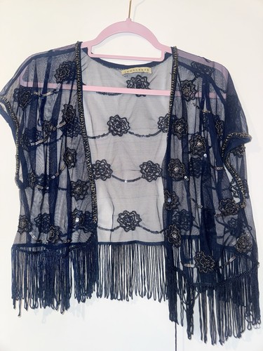 Vintage navy blue beaded - navy, &