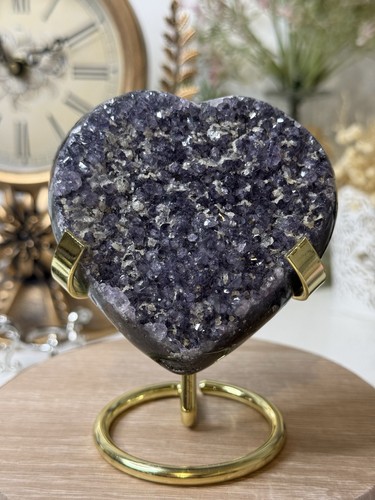Amethyst calcite heart - calcite,
