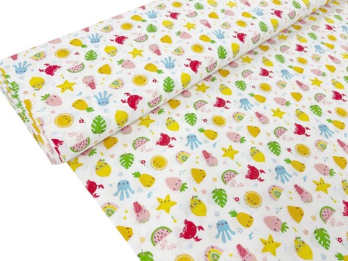 Happy summer cotton fabric - cotton,